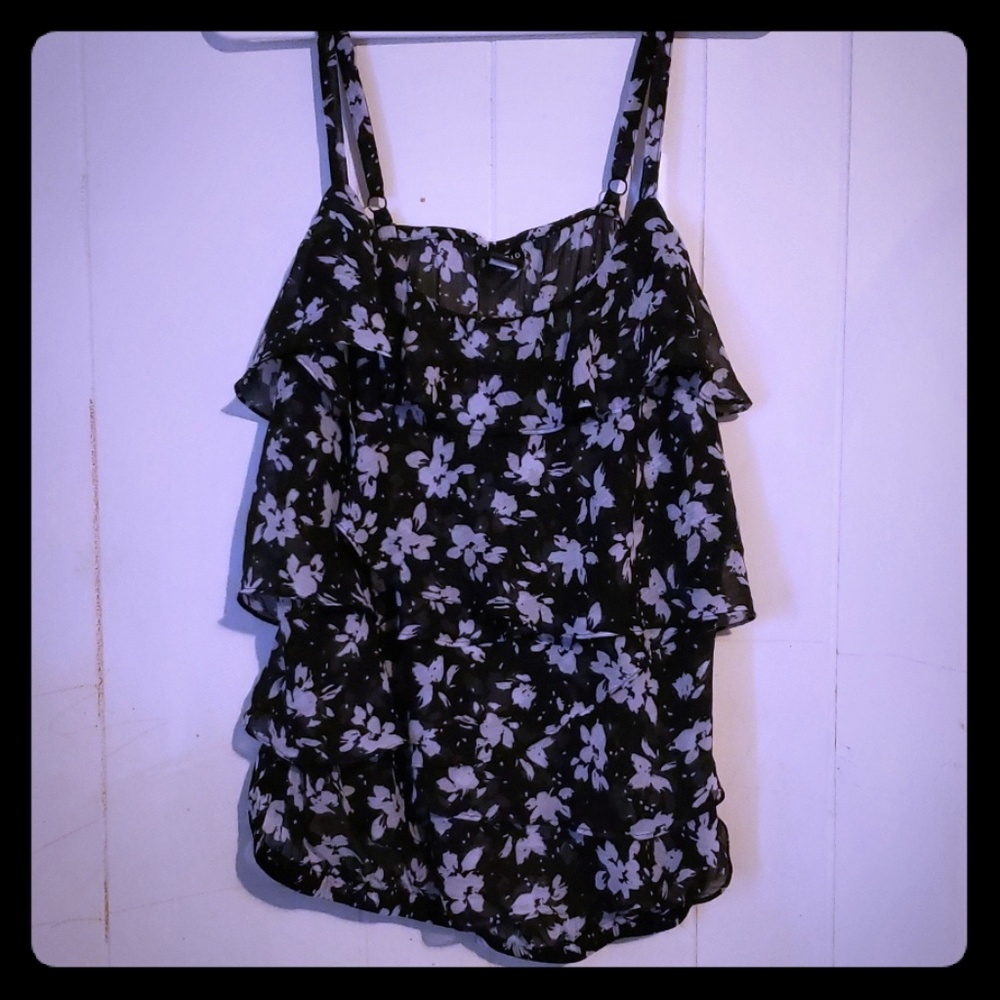 Chiffon tiered and banded tank